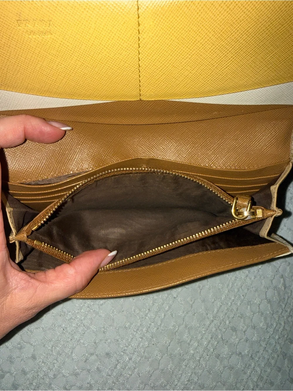 Prada Beige Saffiano Leather Wallet